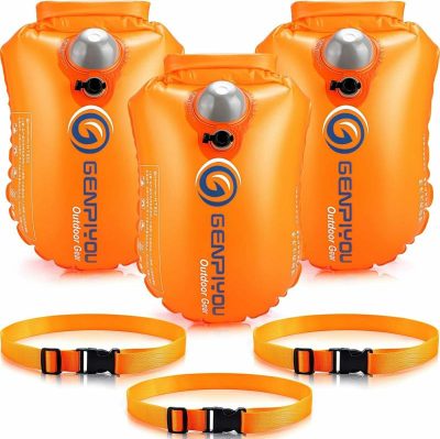 Borse per attrezzature  |  3 Pacco Galleggiante per Nuoto in Acqua Aperta, Gonfiabile Bubble Float con Cintura Regolabile, Sacchetto Impermeabile Altamente Visibile per Triatleti, Nuoto, Kayak, Rafting, Allenamento e Campeggio. Borse per attrezzature Borse per attrezzature