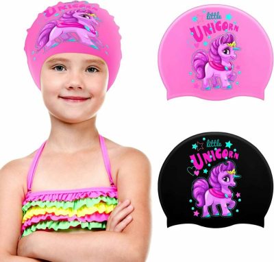 Cuffie da nuoto  |  2 Pezzi Cappelli da Nuoto per Bambini in Silicone per Capelli Lunghi, Copertura per Orecchie, Mantiene i Capelli Asciutti, Cappello da Bagno Cartone Animato Unicorno Dinosauro, Cappello Impermeabile per Nuoto per Ragazzi e Ragazze di Età 4-8, S Cuffie da nuoto Cuffie da nuoto