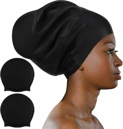 Cuffie da nuoto  |  2 Pezzi Cappello da Nuoto Extra Large per Treccine e Dreadlocks, Cappello da Nuoto in Silicone Grande per Capelli Lunghi, Spessi e Ricci, Dreadlocks, Treccine e Extension, Cappello da Nuoto per Uomini Cuffie da nuoto Cuffie da nuoto