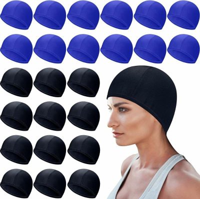 Cuffie da nuoto  |  24 Pezzi Cuffie da Nuoto per Bambini – Cuffie da Nuoto in Tessuto Confortevole, Elasticità in Nylon, Cappello Antiscivolo Unisex per Capelli Lunghi/Corti, Cuffia per Competizioni di Nuoto e Club di Nuoto Cuffie da nuoto Cuffie da nuoto