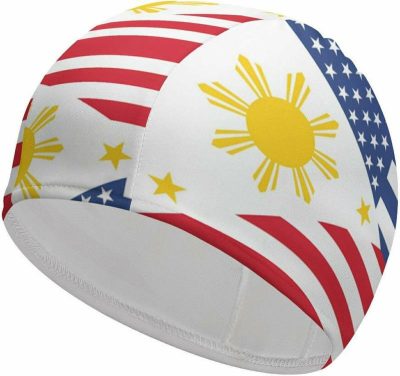 Cuffie da nuoto  |  Cappello da nuoto adulto U.S. con bandiera delle Filippine – Cappello da bagno comodo per capelli lunghi e corti – Cappello impermeabile per il nuoto Cuffie da nuoto Cuffie da nuoto