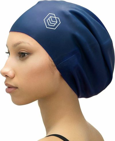 Cuffie da nuoto  |  Cuffia da Nuoto Grande per Capelli Lunghi – Progettata per Capelli Lunghi, Dreadlocks, Extension, Treccine, Ricci e Afros – & Uomini – Silicone (XXL, Blu Navy) Cuffie da nuoto Cuffie da nuoto