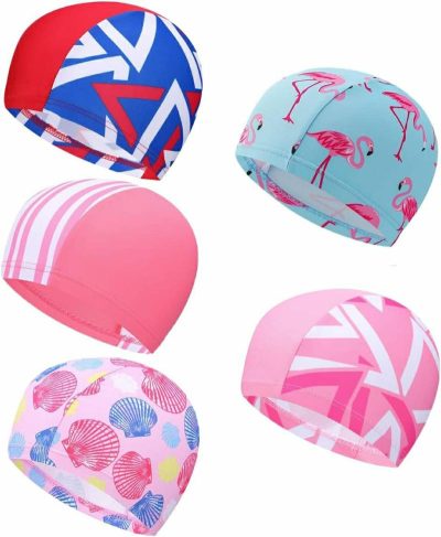 Cuffie da nuoto  |  Cuffia da Nuoto per Bambini, 5 Pezzi Cuffia da Nuoto per Bambini Carina con Cartoni Animati per Ragazzi e Ragazze con Capelli Lunghi e Corti, Disponibile in Vari Colori. Cuffie da nuoto Cuffie da nuoto