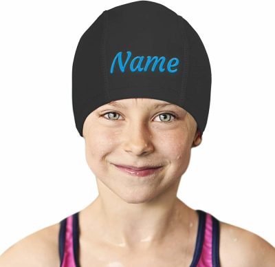 Cuffie da nuoto  |  Cuffia da Nuoto per Bambini, Ricamo Personalizzato con Nome, Tessuto in Nylon, 1 Pz Cuffie da Nuoto per Ragazzi e Ragazze Cuffie da nuoto Cuffie da nuoto