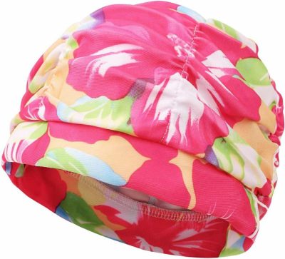 Cuffie da nuoto  |  Cuffia da Nuoto Pieghettata Stampata Cuffia da Nuoto Extra Large in Nylon Elastico per Piscina Cappello da Spiaggia Surfing Cuffia per Capelli Lunghi per Ragazze e Adulti con Protezione per le Orecchie Cuffie da nuoto Cuffie da nuoto