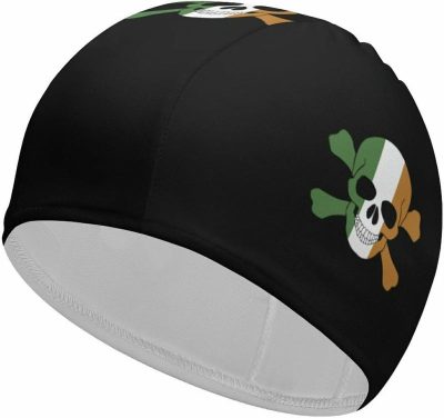 Cuffie da nuoto  |  Cuffia da Nuoto Unisex Classica con Teschio Bandiera Irlanda – Cappello da Nuoto alla Moda e Confortevole per Capelli Lunghi e Corti Cuffie da nuoto Cuffie da nuoto