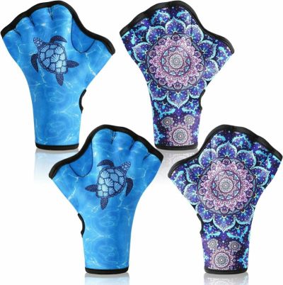 Guanti acquatici  |  2 Paia di Guanti da Nuoto Guanti da Allenamento Acquatici Palmi Webbed Fitness Paddles per Nuoto in Stile Libero Guanti Acquatici Resistenti all’Acqua per Uomini per Immersioni Turtle Mandala Guanti acquatici Guanti acquatici