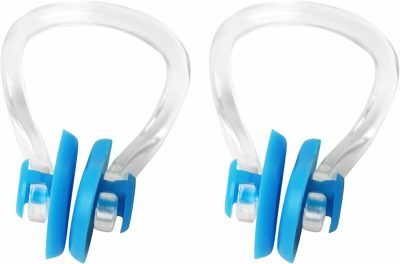 Pinze per il naso  |  Uxcell Clip per il naso in gomma morbida per nuoto, tappi per il naso impermeabili regolabili per sport acquatici, protezione per il naso per adulti in immersione, 2 pezzi blu Pinze per il naso Pinze per il naso