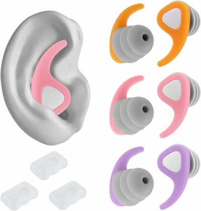 Tappi per le orecchie  |  3 Paia di Tappi per Le Orecchie Antirumore per Bambini, Tappi per Le Orecchie in Silicone Senza Rumore di Piccole Dimensioni, Riutilizzabili e Impermeabili per Nuoto, Bagno, Doccia e Surf (Rosa, Arancione, Viola) Tappi per le orecchie Rosa, Arancione, Viola