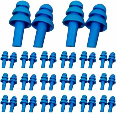 Tappi per le orecchie  |  40 Pezzi Tappi per Orecchie in Silicone Morbido Impermeabili, Tappi per Orecchie per Nuoto, Tappi per Orecchie Riutilizzabili per Riduzione del Rumore, Blu Tappi per le orecchie Blu