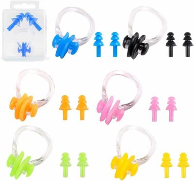 Tappi per le orecchie  |  6 Set di Clip per Naso e Tappi per Orecchie in Silicone – Clip per Naso Impermeabili e Tappi per Orecchie per Nuoto, Immersioni e Surf (Colori Misti) Tappi per le orecchie Tappi per le orecchie