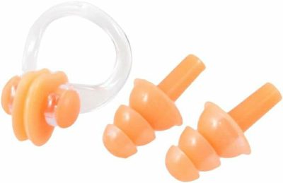 Tappi per le orecchie  |  Set di tappi per le orecchie in silicone morbido arancione per nuoto con clip per il naso e custodia (Id: 34 8F8 E8 E88 8Eb) Tappi per le orecchie Tappi per le orecchie