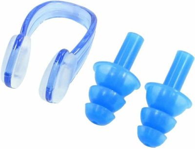 Tappi per le orecchie  |  Tappi per le orecchie blu per nuoto con clip finale e scatola di plastica trasparente (Id: Bd7 E8B 050 408 794) Tappi per le orecchie Colori multipli