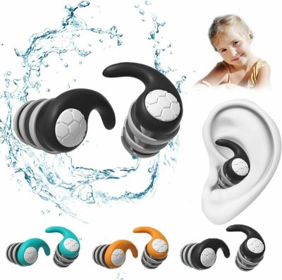 Tappi per le orecchie  |  Tappi per le orecchie da nuoto per adulti e bambini (2 paia per adulti, 1 paio per bambini), 3 paia di tappi per le orecchie impermeabili riutilizzabili in silicone morbido, protezione per le orecchie ideale per nuotare, fare il bagno, surfare, immergersi e fare la doccia. Tappi per le orecchie Tappi per le orecchie