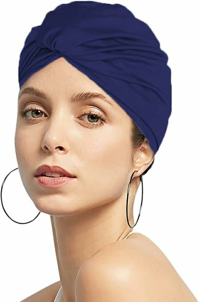 Cuffie da nuoto  |  Cuffia da bagno elastica per donne, turbante da nuoto per capelli lunghi e corti, cuffia da nuoto plissettata e annodata, berretto morbido non impermeabile. Cuffie da nuoto Cuffie da nuoto