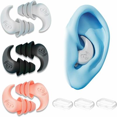 Guanti acquatici  |  Tappi per le orecchie per adulti impermeabili in silicone per nuoto, surf e sport acquatici. Tappi per le orecchie riutilizzabili per uomini, inclusi 3 paia di tappi per orecchie per protezione subacquea. Guanti acquatici bianco